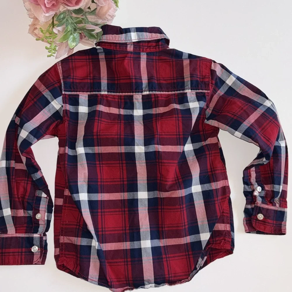 Carters Boys Long Sleeve Oxford Plaid Shirt 4T Plaid Carters shirts Long sleeve